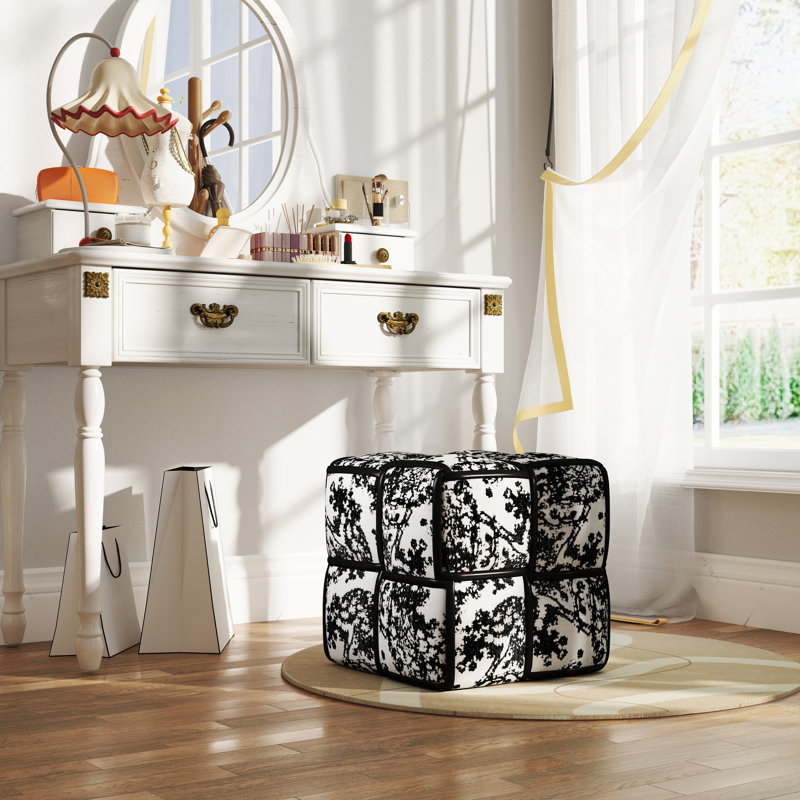 Black And White Foot Stool Square Ottoman Pouf